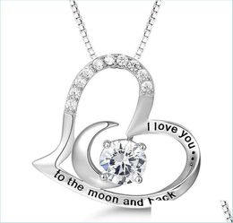 Pendant Necklaces S925 Sterling Sier Necklace For Women I Love You To The Moon And Back Wife Birthday Gifts Mum Msee Pics Day Drop7751367