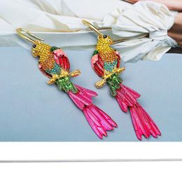 Dangle Earrings Arrive Statement Long Bird-Shaped Earring High-quality Colourful Crystals Drop Fashion Jewellery Accessories For Women