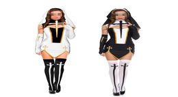 Virgin Mary Sexy Nun Costume Adult Women Cosplay Dress With Black Hood For Halloween Sister Cosplay Party Costume Nun Outfits Y1894082104