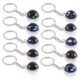 Keychains Birthday Gift Men Women Pendant Glass Ball Jewelry Leo Key Rings Zodiac Keychain 12 Constellation