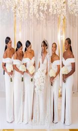 2019 Cheap White Off Shoulder Mermaid Bridesmaid Dress Elegant Formal Prom Evening Gown Vinatge Plus Size Maid Of Honour Wear BM1539006981