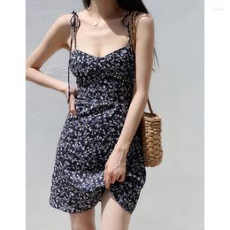 Casual Dresses Miiiix Fragmented Flower Wrapped Hip Dress For Women Summer Sexy Strap And Hanging A-line Fashion Short Trend