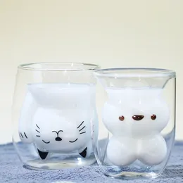 Wine Glasses Withered Wind Home Double Layered Water Cup Bear Coffee Cute Animal Couple Breakfast Milk Glass