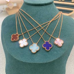 Designer Necklace Vanca Rpels High Version Lucky Clover Necklace with Word Print Female Rose Gold 18k Gold Red Jade Marrow White Fritillaria Clavicle Chain