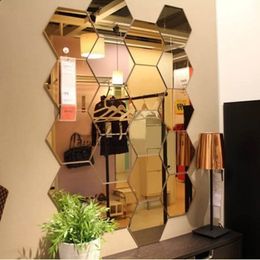 612pcs 3D Mirror Wall Sticker Hexagon Decal Home Decor DIY Selfadhesive Stickers Art Decoration 126mm Large 240429