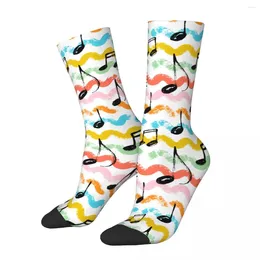 Men's Socks Male Music Notes Waves Musical Note Signs Stuff Soft Skateboard Sock All Seasons Wonderful Gifts