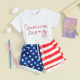 Clothing Sets Toddler Boy Independence Day Outfit Short Sleeve Letter T Shirt Shorts Set 2 Piece Baby 4th Of July