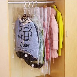 Storage Bags Protector Vacuum Transparent Garment Clothes Organizer Compression Bag Hanging Reusable Space