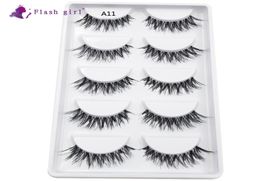 Factory Whole Cheap Transparent stem handmade eyelash 5 Pairs Synthetic Hair Premium Silk False Eyelash6371879