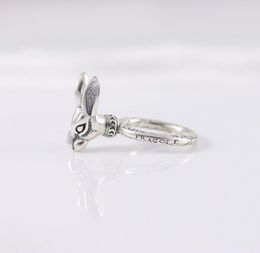 Vintage S925 Sterling Silver Ring Anger Forest Series Forest Rabbit Head Nostalgic Tide Men039s and Women039s Couples Ring8055764