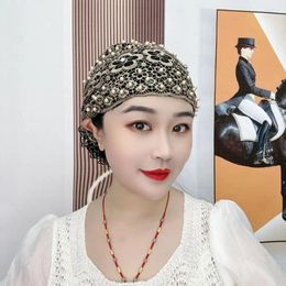 Scarves Flowers Baotou Hat Fashion Lace Beaded Muslim Cap Embroidery Summer Turban Women