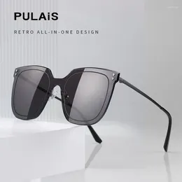 Sunglasses Pulais Oversize Women's One Piece Acetate Material Style HD Polarised Lens Eyewear Protect Your Eye From Strong Light