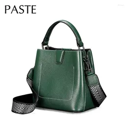 Shoulder Bags Wholesale Designer Luxury Green Small Bucket Bag 2 Straps Cowhide Leather Women's Handbag Ladies Crocodile Messenger