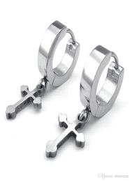 New High quality Jewellery Mens Womens Stainless Steel Huggie Hinged Hoop Earrings Silver Black Gife21541432376460