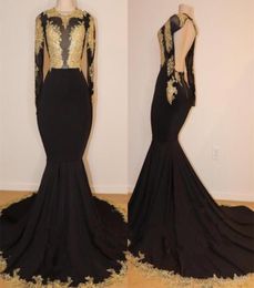 Sexy Black Prom Dresses Long Sleeves Keyhole Mermaid African Sweep Train Evening Gowns Black Girl Couple Day Plus Size Vestidos De3692979