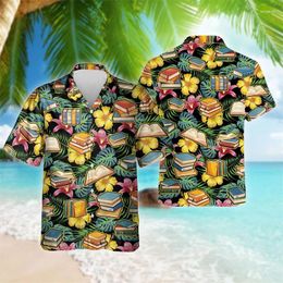 Men's Casual Shirts Book Lover For Men Clothes Funny Design Y2k Blouses Hawaiian Boy Short Sleeve Animal Otter Read Lapel Blouse Tops