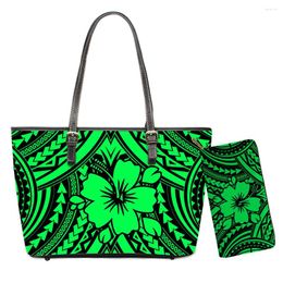 Bag 2024 Lady Handbags&Purses Set Polynesian Tribes Flower Printed Shoulder Bags For Women Casual Tote Custom Handbag Wallet