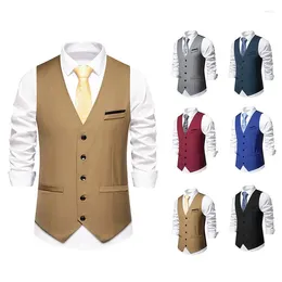 Men's Vests 2024 Summer Fashion European Code Men Leisure Suit Vest Single-breasted Solid Color Youth Slim Fit Casual Cardigan