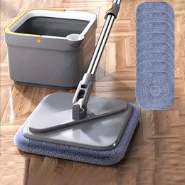 Lazy Floor Floating Mop Water Separation 360 Rotating Household Cleaning Microfiber Spin with Bucket Automatic 240422