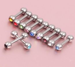 100pcs MIX Rhinestone Crystal 316L Steel Tragus helix earring Ear Studs Barbell Bar Ring1449758