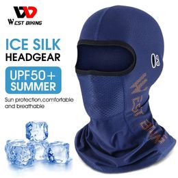 Western style bicycle cool mens summer UV resistant full face motorcycle Balaclava ice silk breathable bicycle helmet mask bicycle hat 240428