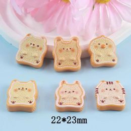 Decorative Figurines 20Pcs Cartoon Kawaii Toast Flatback Resin Cabochon Mini Food Scrapbook Crafts DIY Jewelry Making Dollhouse Accessories