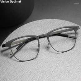 Sunglasses Frames Vision Optimal Men Browline Ultra Light TR Titanium Square Frame Optical Prescription Anti Blue Glasses 9849