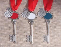 5 Styles Christmas Magic Key Snowflake Ribbon Keychain Fireplace Decoration Indoor Pendant Festival Party Supplies8768077
