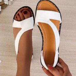 Sandals Female Shoes 2024 Summer Cover Heel Women Plus Size Casual Flat With Round Toe Slip On