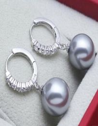 1012MM round navy blue south sea shell pearl Earrings 925 pendientes earrings for women sterlingsilverjewelry8194266