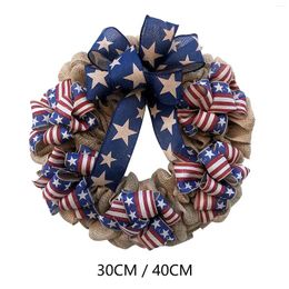 Decorative Flowers 4th Of July Striped And Star Crown For Front Door Wall Decor