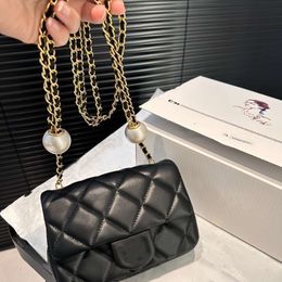 Best Selling Shoulder Bag New 90% Factory Direct Salesfangpangzi Pearl Little Golden Ball Bag New Lingge Chain Shoulder Crossbody Womens Bag