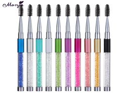 Plastic pole eyelash brush spiral eyelash brush rhinestone pole with pen sleeve eyelash brush whole1373098