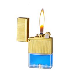 Steel Voice Kerosene Lighter Transparent Visible Oil Box Metal Lighter Smoking Accessories