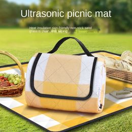 Ultrasonic Picnic Mat Thickened Waterproof Beach Blanket Camping Tent Grassland Mat Outdoor Camping Floor Mat Sleeping Pad 240429