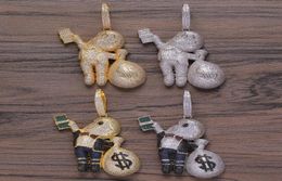 Small Size High Quality Brass CZ stones Cartoon Men Money Bag Necklace Hip hop pendant Jewellery Bling Bling Iced Out CN199 Y12208270523