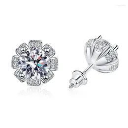 Stud Earrings LORIELE 2ct Moissanite Earring S925 Sterling Sliver Plated 18k White Gold Wedding Engagement Jewellery Screw For Woman