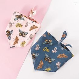 Dog Apparel 1PC Butterfly Printed Pet Bandana Cat Drool Bib Teddy Clothing Accessories