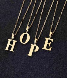 Stainless Steel Necklaces Initial Letter AZ Pendant Necklace for Women Couple Gold Chain Necklace collier mujer Jewellery G12063219176
