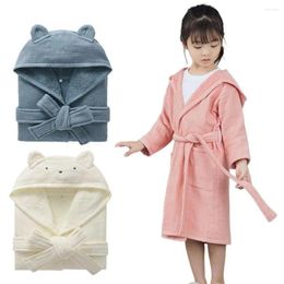 Rompers Kids Hooded Bathrobe Belted Thick Soft Water Absorbent Children Robe Solid Colour Boys Girls Toddlers Pyjamas Sleepwear