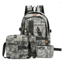 Backpack Waterproof Men's Set School Bags Teenager Boys Schoolbag Laptop Book Middle Travel Student