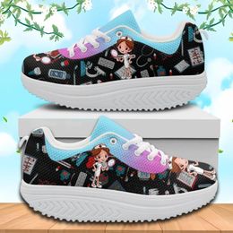 Casual Shoes INSTANTARTS Fashion Women's Non-Slip Soft Platform Sneakers Assitant Pattern Air Cushion Footwear Zapatos