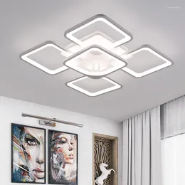 Ceiling Lights Modern Luxury Chandelier Square LED Light Lamp Living Room Bedroom Kitchen Acrylic White Black Pendant