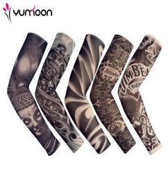 5 Pcs New Mixed 92 Nylon Elastic Fake Temporary Tattoo Sleeve Designs Body Arm Stockings Tattoo For Cool Men Women2638248