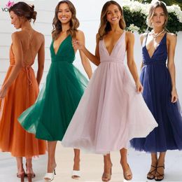 Casual Dresses VOLALO Pink Long Party Dress Wedding Amazing Sexy A Line Floor Length Women Lace Formal Bridesmaid