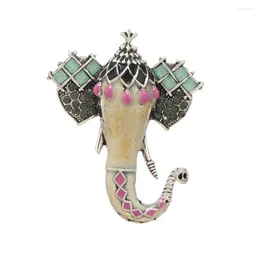 Brooches Lucky Auspicious Enamel Elephant For Women Classic Crystal Animal Metal Brooch Casual Party Office Pins Jewellery Gifts