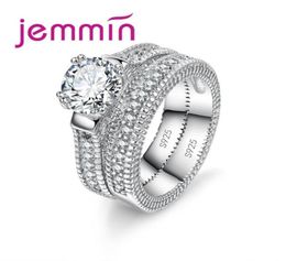 White Bridal Wedding Ring Set Jewelry Promise CZ Stone Wedding Rings for Women Original Silver Jewelry6989489