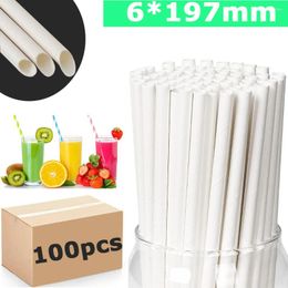 Disposable Cups Straws 100pcs Paper Drink Kitchen Supplies Birthday Party Bar Wholesale