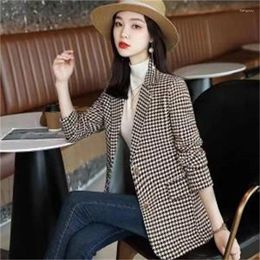 Women's Suits Thousand Birds Plaid Small Suit Jacket Female 2024 Spring Autumn Korean Slim Western Style Blazer Women