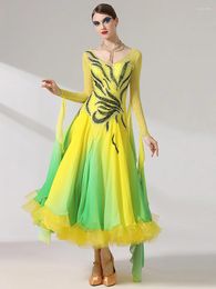 Stage Wear Adult Women Fairy National Standard Dance Dress Modern Diamond Big Swing Social Competition Costume